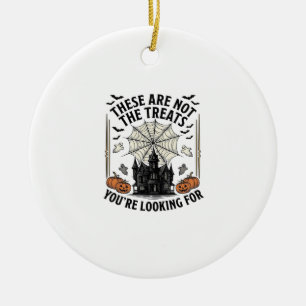 Vintage Halloween Ghost Treats Shirt Design_1 Ceramic Ornament