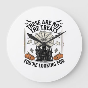 Vintage Halloween Ghost Treats Shirt Design_1 Large Clock