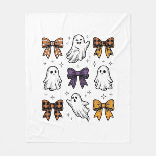Vintage Halloween Ghosts and Bows Shirt Design_1 Fleece Blanket