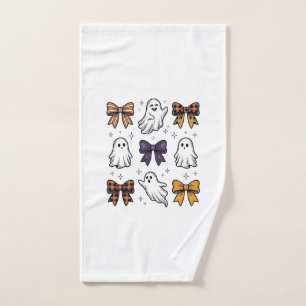 Vintage Halloween Ghosts and Bows Shirt Design_1 Hand Towel