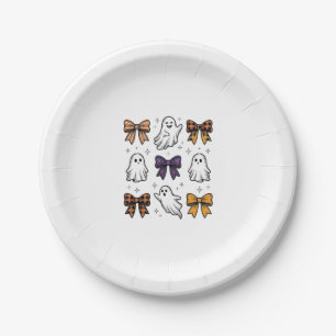 Vintage Halloween Ghosts and Bows Shirt Design_1 Paper Plate