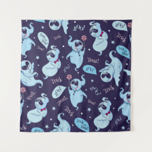 Vintage Halloween ghosts, seamless pattern. Tapestry