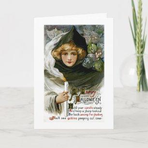 Vintage Halloween Girl Card