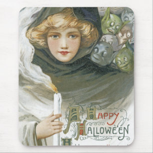Vintage Halloween Girl Mouse Pad