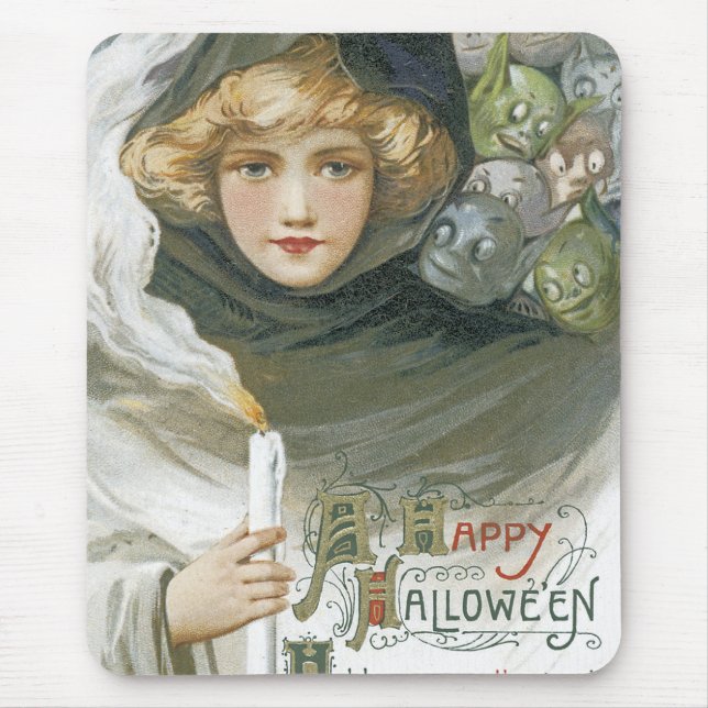 Vintage Halloween Girl Mouse Pad (Front)