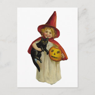 Vintage Halloween Girl Postcard