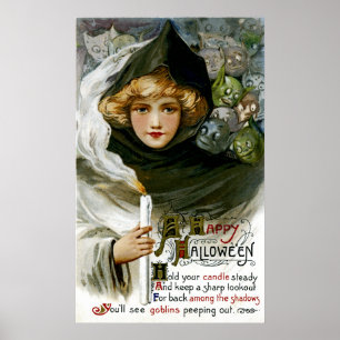 Vintage Halloween Girl Poster