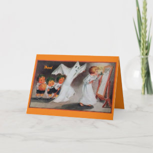 Vintage Halloween Girl with Candle Card