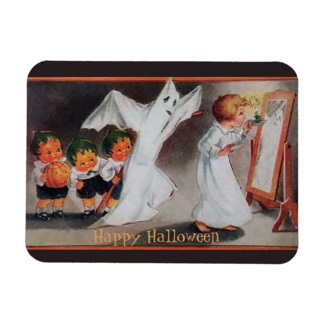 Vintage Halloween Girl with Candle magnet (Horizontal)