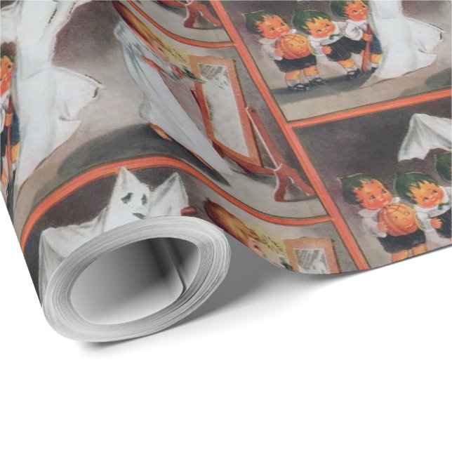Vintage Halloween Girl with Candle Wrapping Paper (Roll Corner)