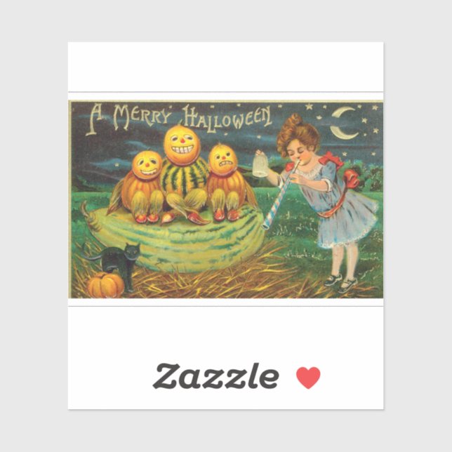 Vintage Halloween Girl with Pumpkins (Sheet)