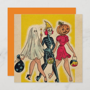 Vintage Halloween Girls Trick Or Treating
