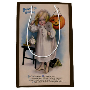 Vintage Halloween Girly Greeting Card Medium Gift Bag