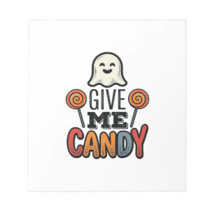 Vintage Halloween Give Me Candy Ghost Shirt Design Notepad