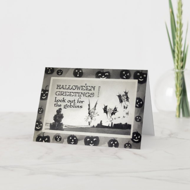 Vintage Halloween Goblins Card   (Front)