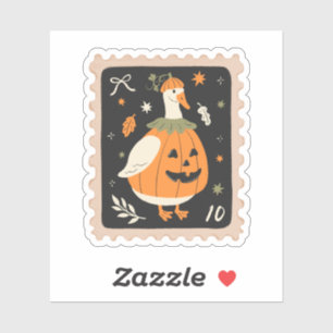 Vintage Halloween Goose in Pumpkin Costume Stamp
