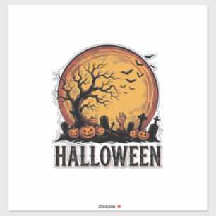 Vintage Halloween Graveyard Bat Moon Art_1