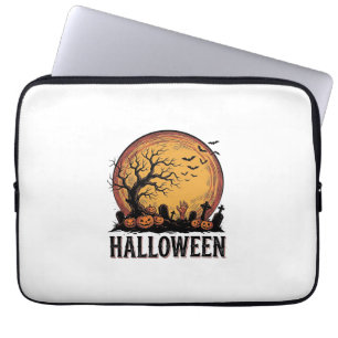 Vintage Halloween Graveyard Bat Moon Art_1 Laptop Sleeve
