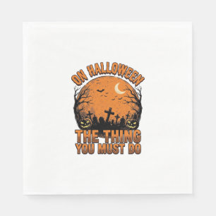 Vintage Halloween Graveyard Pumpkin Moon Shirt Des Napkin