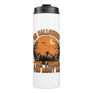Vintage Halloween Graveyard Pumpkin Moon Shirt Des Thermal Tumbler