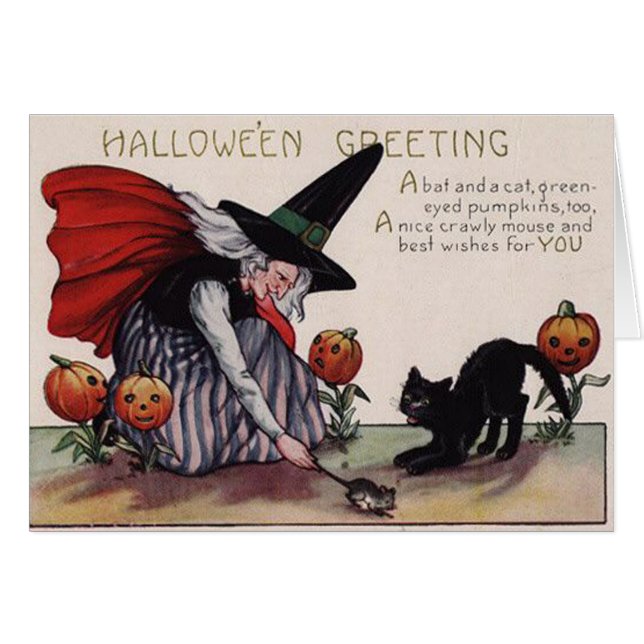 Vintage Halloween Greeting Card (Front Horizontal)