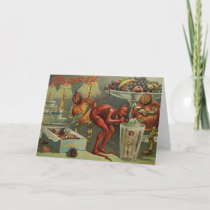Vintage Halloween Greeting Card - Devlish Greeting