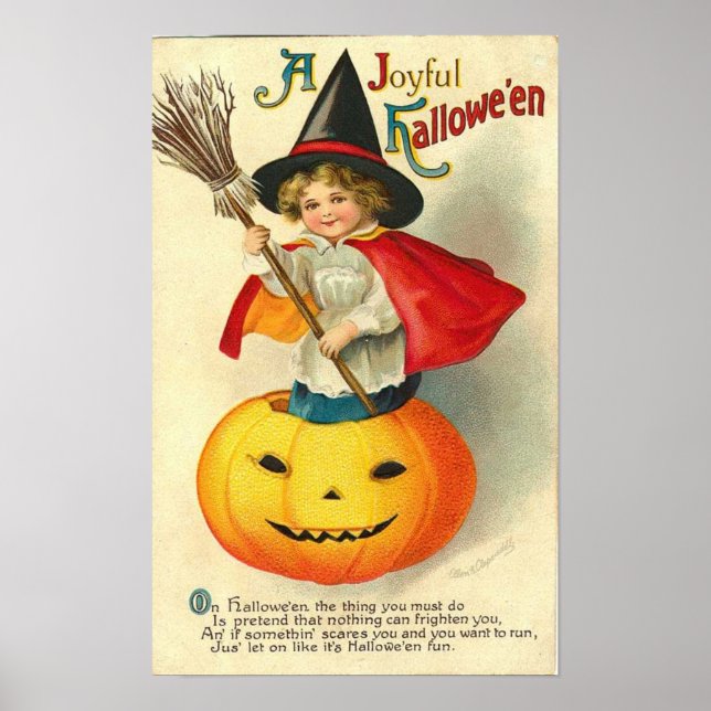 Vintage Halloween Greeting Cards Classic Posters (Front)
