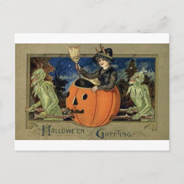 Vintage Halloween Greeting Cards Classic Posters (Front)
