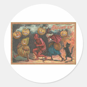 Vintage Halloween Greeting Cards Classic Posters Classic Round Sticker