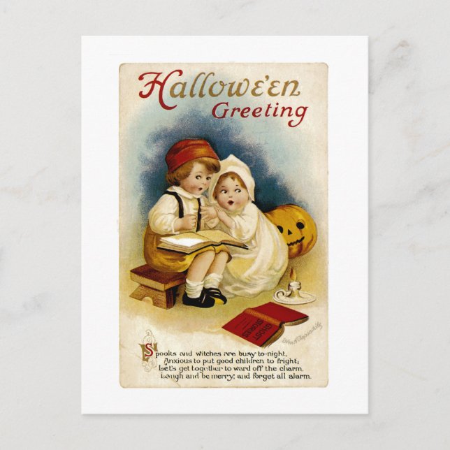 Vintage Halloween Greeting Postcard (Front)