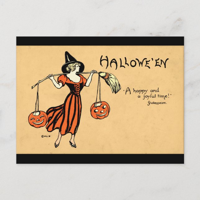 Vintage Halloween Greeting Postcard (Front)