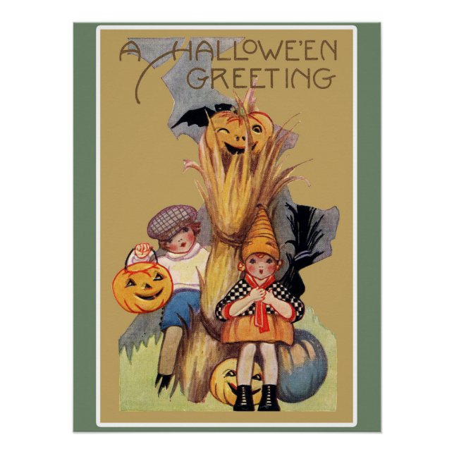 Vintage Halloween Greeting Poster (Front)