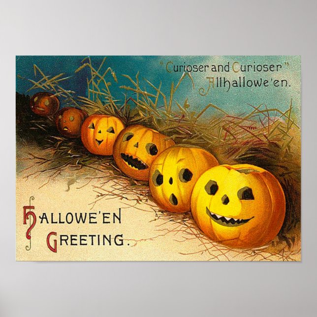 Vintage Halloween Greeting Poster (Front)