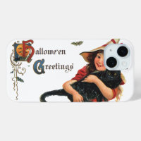 Vintage Halloween Greetings, Child Witch with Cat