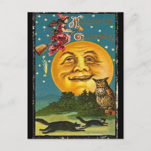 Vintage Halloween Greetings Postcard