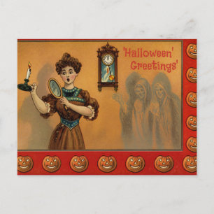 Vintage Halloween Greetings Postcard, Ghostly Appa Postcard