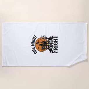 Vintage Halloween Haunt Witch Moon Graphic_1 Beach Towel