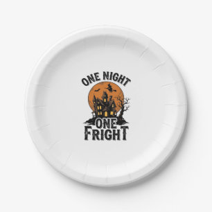 Vintage Halloween Haunt Witch Moon Graphic_1 Paper Plate