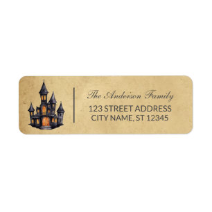 Vintage Halloween Haunted House Custom Family Name Return Address Label