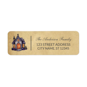 Vintage Halloween Haunted House Custom Family Name Return Address Label