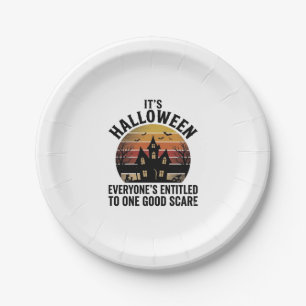 Vintage Halloween Haunted House Good Scare Shirt_1 Paper Plate