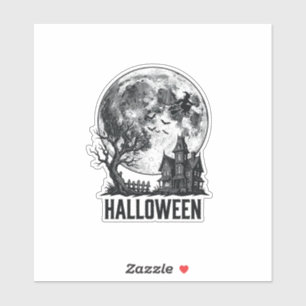 Vintage Halloween Haunted House Moon Shirt Design_