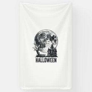 Vintage Halloween Haunted House Moon Shirt Design_ Banner