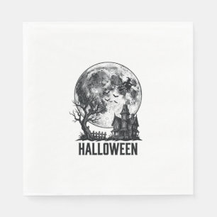 Vintage Halloween Haunted House Moon Shirt Design_ Napkin