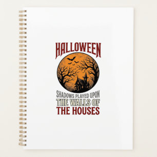 Vintage Halloween Haunted House Moon Shirt Design_ Planner
