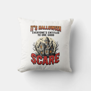 Vintage Halloween Haunted House Scare Shirt Design Cushion