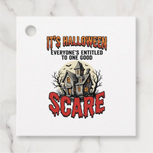 Vintage Halloween Haunted House Scare Shirt Design Favour Tags