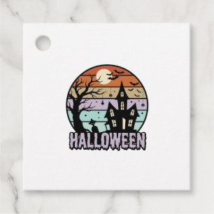 Vintage Halloween Haunted House Shirt Design_1 Favour Tags