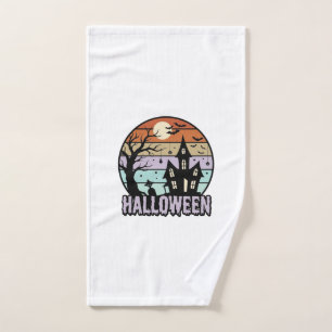 Vintage Halloween Haunted House Shirt Design_1 Hand Towel