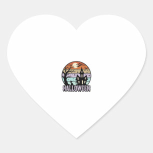 Vintage Halloween Haunted House Shirt Design_1 Heart Sticker